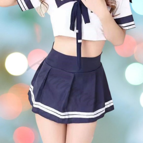 Large Size Japanese Style Navy Bule Cosplay Student Uniform Kawaii Lingerie - Picture 3 of 11